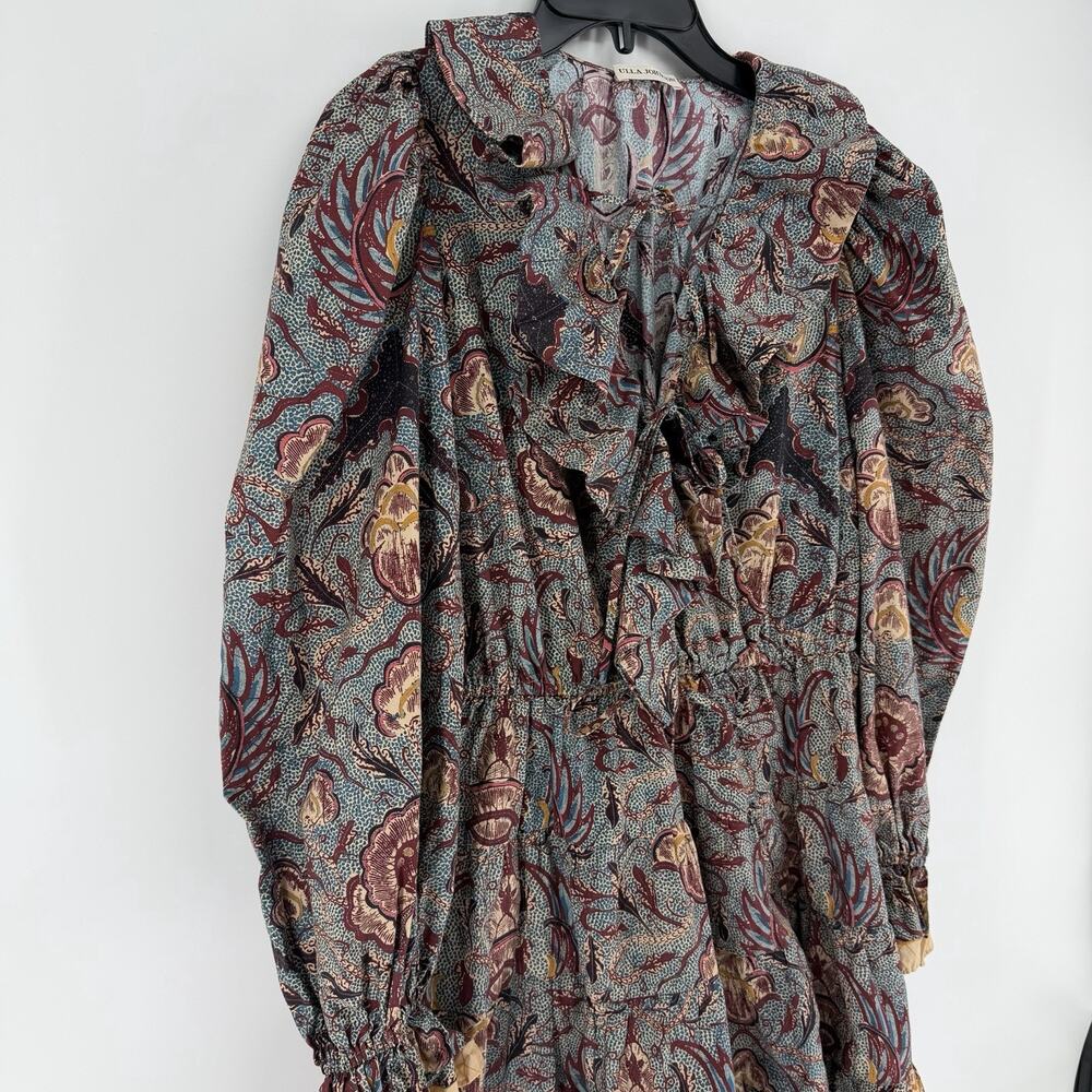 Ulla Johnson Women's Caris Carmine Batik Floral Puff Sleeve Mini Dress Small/Med - Picture 4 of 11
